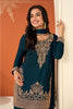 Teal Crepe Silk Cut-Dana Embroidered Suit With Embroidered Palazzo