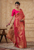 Fuchsia Pink Color Organza Cotton Golden Zari Woven Saree