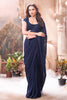 Navy Georgette Resham And Swaroski Embroidered Saree