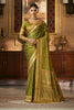 Green Silk Minakari Woven Saree