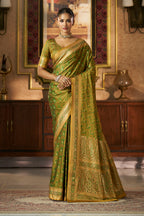Green Silk Minakari Woven Saree