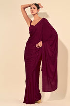 Dark Scarlet Color Satin Swarovski Work Saree