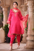 Cherry Red Pure Silk Sequins And Zari Embroiderd Suit Set