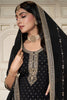 Black Crepe Silk Zari Embroidered Suit With Embroidered Palazzo