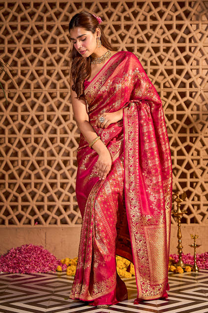 Rani Mulerry Silk Resham And Zari Woven Saree