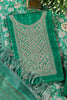 Green Tussar Silk Neck Zari Embroidered Unstitched Suit