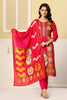 Magenta Pink Printed Embroidered Chanderi Silk Suit Set
