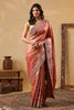 Cherry Red & Gold Color Woven Saree