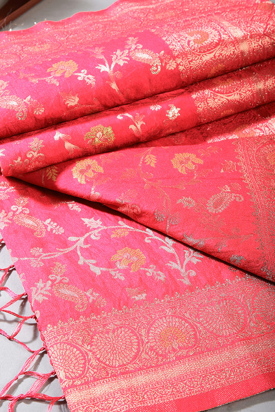 Pink Colour Zari Woven South Silk Saree