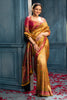 Mustard Position Print Woven Silk Saree