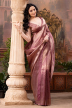 Mauve Tissue Silk Zari Woven Saree