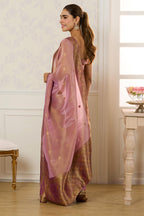 Mauve Banarasi Khaddi Georgette Woven Unstitched Suit Material