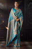 Pacific Blue Silk Banarasi Zari Woven Saree