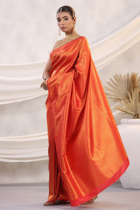 Red Color Silk Zari Woven Saree