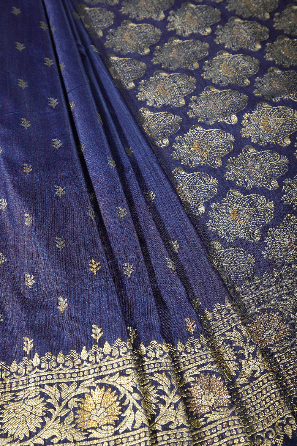 Navy Blue Color Raw Silk Woven Saree