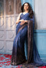 Blue & Navy Ombre Sequins Embroidered Georgette Saree