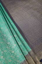 Teal & Navy Floral Zari Woven Sarees