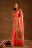 Peach Satin Banarasi Silk Woven Saree