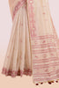 Cream & Magenta Colour Resham Woven Cotton Saree