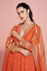 Orange Georgette Resham, Zari and Sequins Embroidered Alia Cut Anarkali Gown