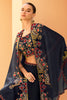 Navy Organza Embroidered Crop-Top Dress With Shruge Stlye Dupatta And Palazzo