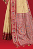 Beige Color Woven Maheshwari Cotton Saree