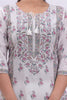 Pink & Cream Color Cotton Floral Printed Straight Suit