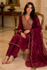 Wine Neck-Embroidered Silk Straight Suit
