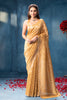 Goldern Sequins and Resham Embroidered Matelic Tissue Saree