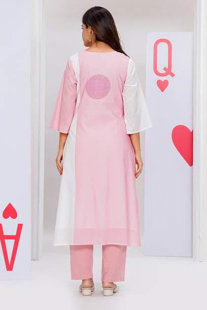 Pink Cotton Printed Kurta Set