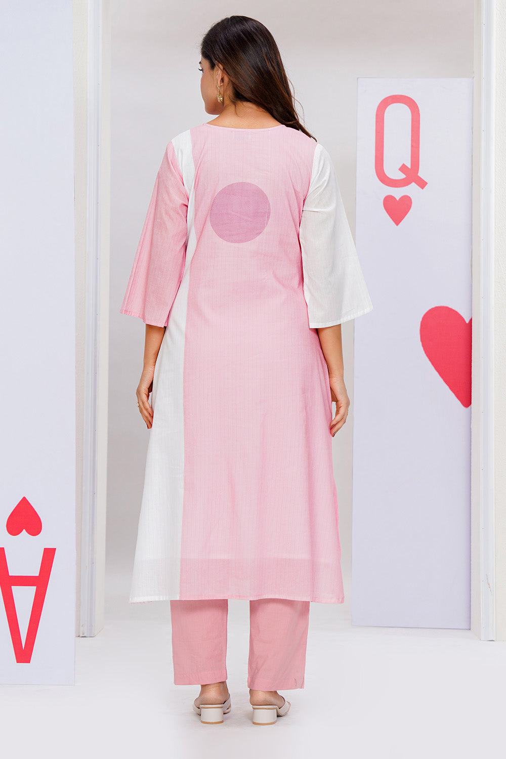 Pink Cotton Printed Kurta Set