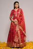 Fuchsia Pink Color Mantellic Tissue Embroidered and Woven Anarkali Suit