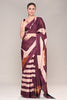 Dark Scarlet Color Jacquard Silk Printed Saree