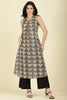 Black & Beige Cotton Printed Kurta With Palazzo