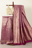 Purple Silk Zari Floral Zaal Woven Saree