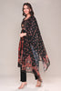 Black Chanderi Silk Printed Straight Suit