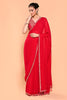 Red Color Georgette Saree With Readymade Blouse