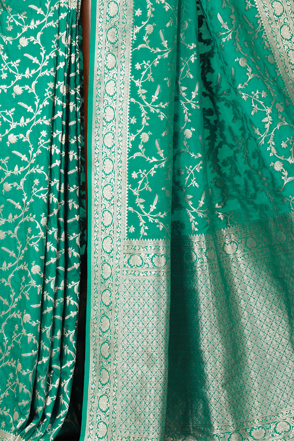 Teal Green Banarasi Silk Zari Woven Saree