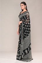 Black Color Printed Georgette Saree