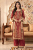 Maroon Crepe Silk Printed And Handwork Suit