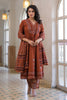 Rust Cotton Neck-Embroidered And Printed Anarkali Suit