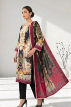 Black Chanderi Silk Printed Straight Suit