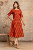Maroon Cotton Printed Kurta Set