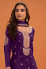 Purple Crepe Silk Zari and Sequins Embroidered Suit With Embroidered Palazzo