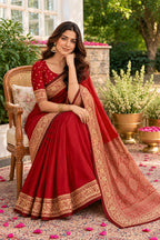 Maroon Cotton Silk Woven Saree