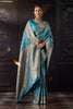 Pacific Blue Katan Silk Banarasi Zari Woven Saree