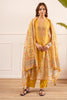 Mustard Chanderi Silk Printed Straight Suit