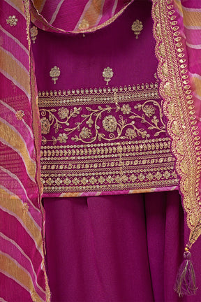 Velvet Crepe Silk Embroidered Suit With Palazzo