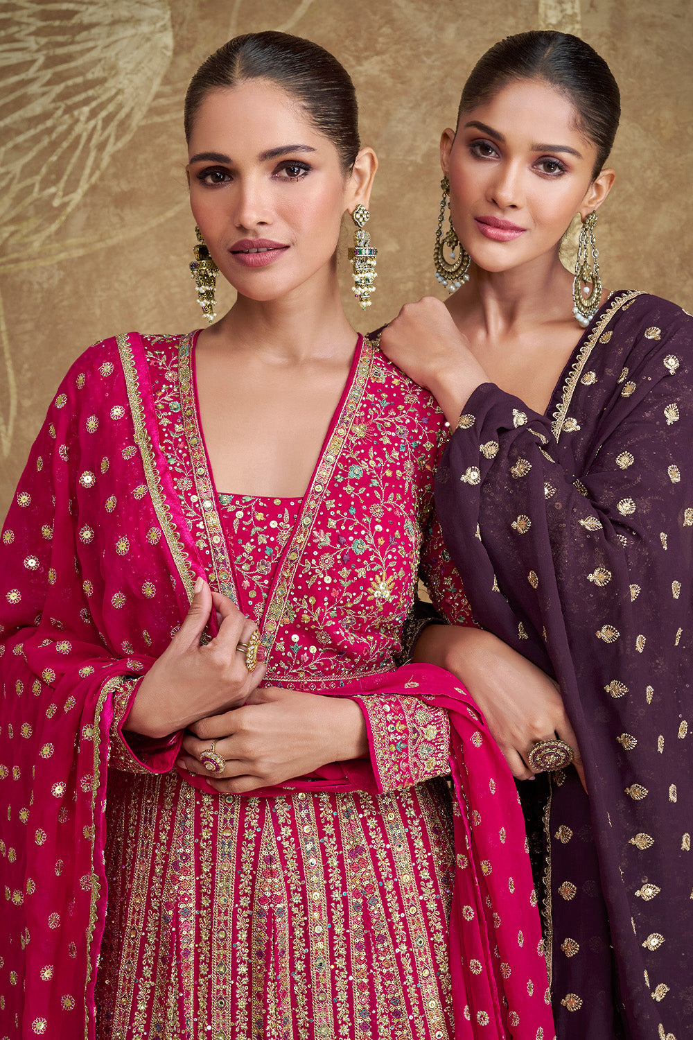 Wine Color Georgette Heavy Embroidered Anarkali Suit