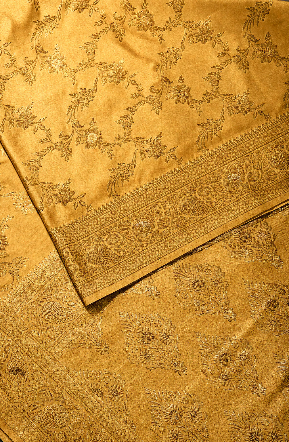 Golden Color Zari Woven South Silk Saree